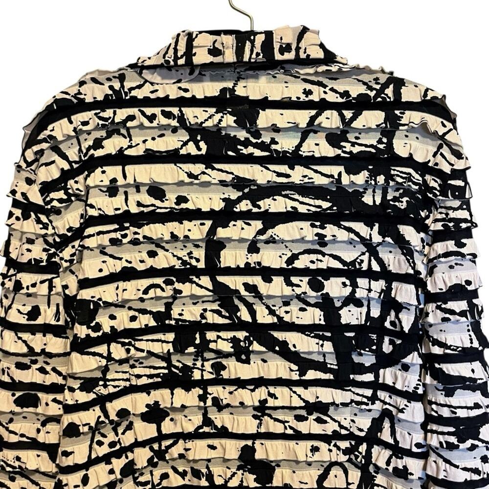 Joseph Ribkoff Jacket 14 Abstract Paint Print Ruffle Textured Zip Art to Wear - Picture 10 of 15